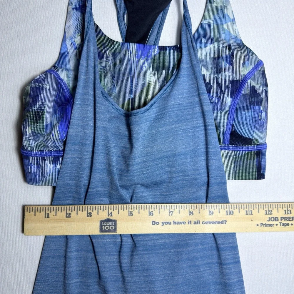 Lululemon Twist and Toil Tank Top Built-in Bra Blue‎ Women 6 Activewear Gym